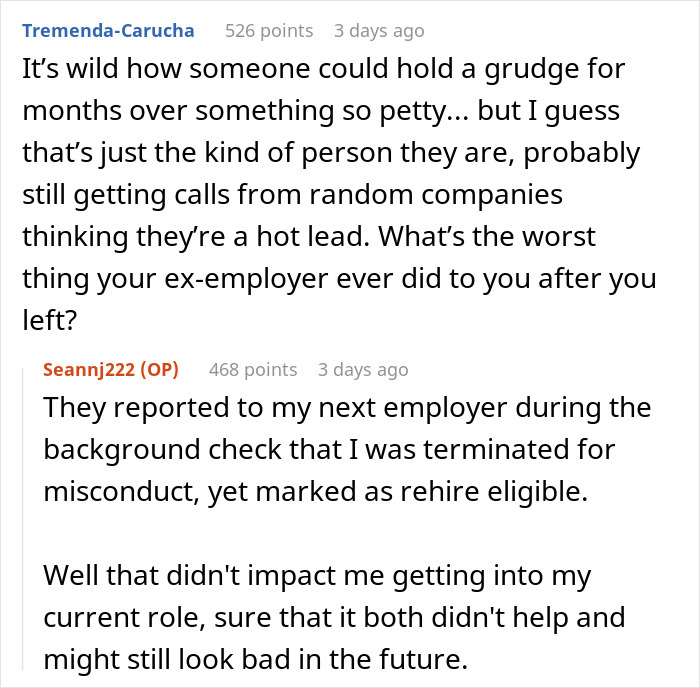 Reddit comments discussing a boss making life difficult for a grieving employee and the karma that followed. Reddit comments discussing a boss making life difficult for a grieving employee and the karma that followed.
