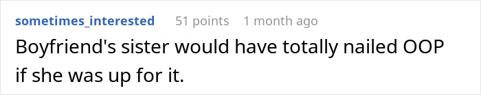 Text post showing a comment about boyfriend’s sister hitting on girlfriend and causing confusion and anger after it was called a test. Text post showing a comment about boyfriend’s sister hitting on girlfriend and causing confusion and anger after it was called a test.