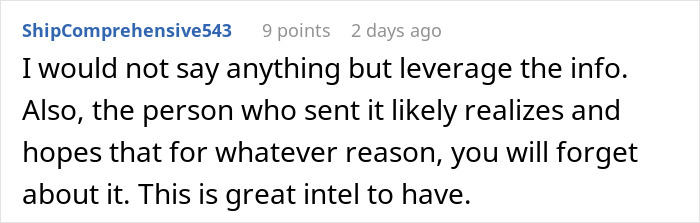 Screenshot of an online comment discussing leveraging info from an email about a second interview and a hidden video file. Screenshot of an online comment discussing leveraging info from an email about a second interview and a hidden video file.