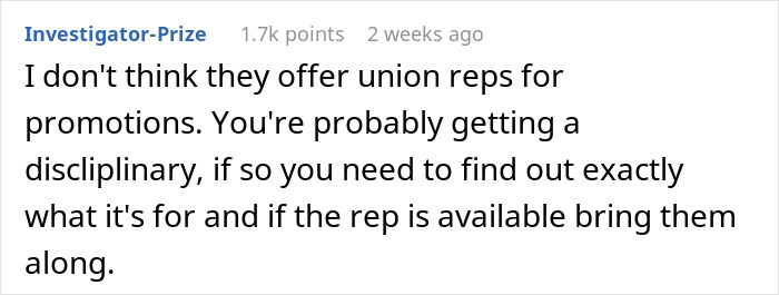 Screenshot of a forum comment discussing a worker disciplined and mentioning union reps and ChatGPT slurs. Screenshot of a forum comment discussing a worker disciplined and mentioning union reps and ChatGPT slurs.