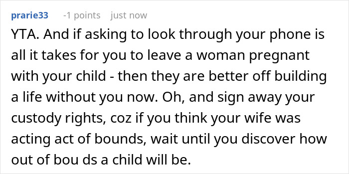 Comment discussing a man giving his pregnant girlfriend an ultimatum due to her insecurities affecting their relationship. Comment discussing a man giving his pregnant girlfriend an ultimatum due to her insecurities affecting their relationship.