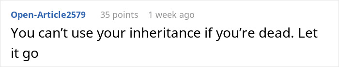 Screenshot of a forum comment discussing a man's reaction to food his dad has touched, questioning if it’s intentional.