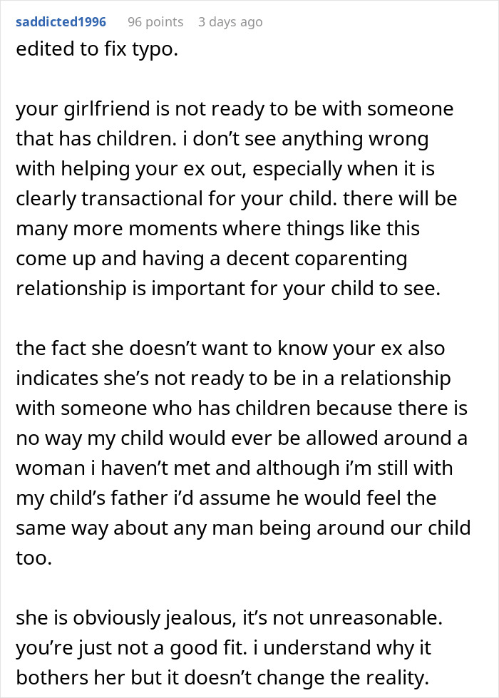 Text post discussing a woman upset with her boyfriend for agreeing to mow his ex's lawn, sparking online complaints. Text post discussing a woman upset with her boyfriend for agreeing to mow his ex's lawn, sparking online complaints.