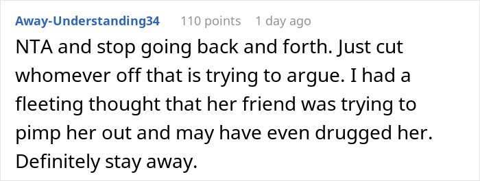 Comment discussing concern about friend-wife drunk hookup with another man and advice to stay away from risky situations. Comment discussing concern about friend-wife drunk hookup with another man and advice to stay away from risky situations.