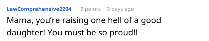 Screenshot of an online comment praising a girl who gets bullied over a party seat but teaches her bullies a lesson in kindness. Screenshot of an online comment praising a girl who gets bullied over a party seat but teaches her bullies a lesson in kindness.