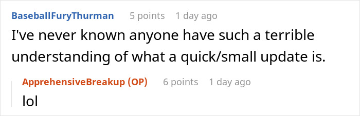 Screenshot of a Reddit conversation discussing a husband's resentment unleashed on a trip he didn't want to take. Screenshot of a Reddit conversation discussing a husband's resentment unleashed on a trip he didn't want to take.