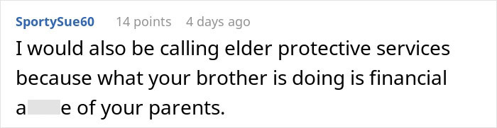 Screenshot of a forum comment about calling CPS due to concerns over controlling brother and nephew’s safety. Screenshot of a forum comment about calling CPS due to concerns over controlling brother and nephew’s safety.