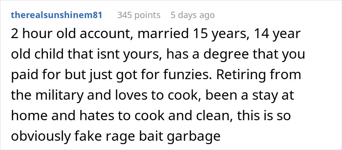 Comment discussing a couple's conflict about stay-at-home mom role and chores with a teenage child involved. Comment discussing a couple's conflict about stay-at-home mom role and chores with a teenage child involved.