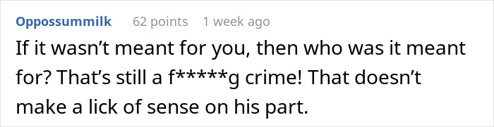 Comment discussing someone feeling sick every time they eats food touched by his dad, questioning if it’s intentional.