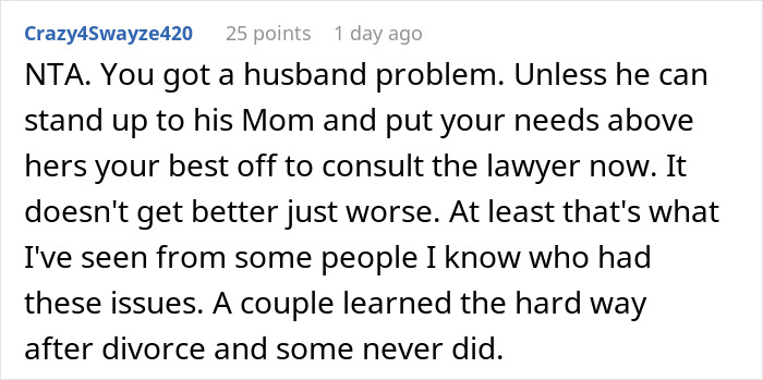 Reddit comment discussing issues with mother-in-law spying and the need to disable baby cam access for privacy. Reddit comment discussing issues with mother-in-law spying and the need to disable baby cam access for privacy.