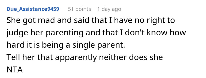 Comment from user defending their role raising sister's kid and responding to criticism about feeding choices online. Comment from user defending their role raising sister's kid and responding to criticism about feeding choices online.