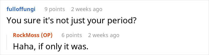 Screenshot of an online conversation where a woman’s chronic pain is dismissed as dramatic until her husband confirms it. Screenshot of an online conversation where a woman’s chronic pain is dismissed as dramatic until her husband confirms it.