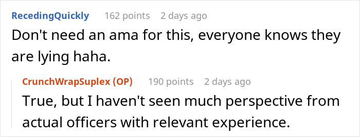 Reddit comments discussing doubts about Epstein's death, highlighting experience of a prison officer.