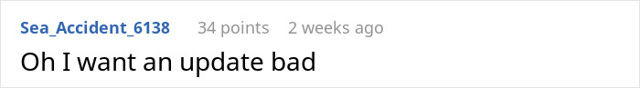 Comment on a forum post expressing eagerness for an update, highlighting dodgy neighbor parking spot tricking involving anonymous notes. Comment on a forum post expressing eagerness for an update, highlighting dodgy neighbor parking spot tricking involving anonymous notes.