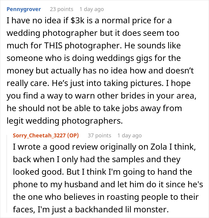 Reddit users criticize $3K wedding photographer, discussing wedding photography quality and experiences with reviews. Reddit users criticize $3K wedding photographer, discussing wedding photography quality and experiences with reviews.