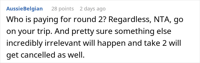 Reddit comment about a man shelling out money for his daughter’s failed wedding and skipping the real one to hang out with friends. Reddit comment about a man shelling out money for his daughter’s failed wedding and skipping the real one to hang out with friends.