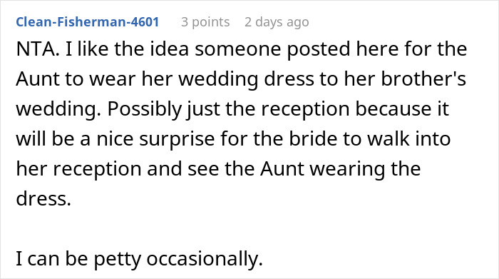 Text post discussing a woman confronting brother’s fiancée for copying her wedding dress at the reception. Text post discussing a woman confronting brother’s fiancée for copying her wedding dress at the reception.