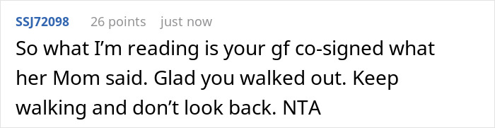 Comment discussing a racist mom’s insult towards daughter’s girlfriend’s Black parents, leading to a tearful exit. Comment discussing a racist mom’s insult towards daughter’s girlfriend’s Black parents, leading to a tearful exit.