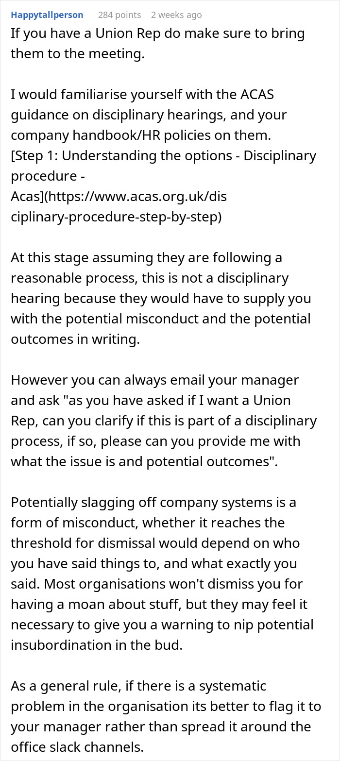 Screenshot of a discussion about worker disciplined for slurs, focusing on disciplinary procedures and HR policies. Screenshot of a discussion about worker disciplined for slurs, focusing on disciplinary procedures and HR policies.