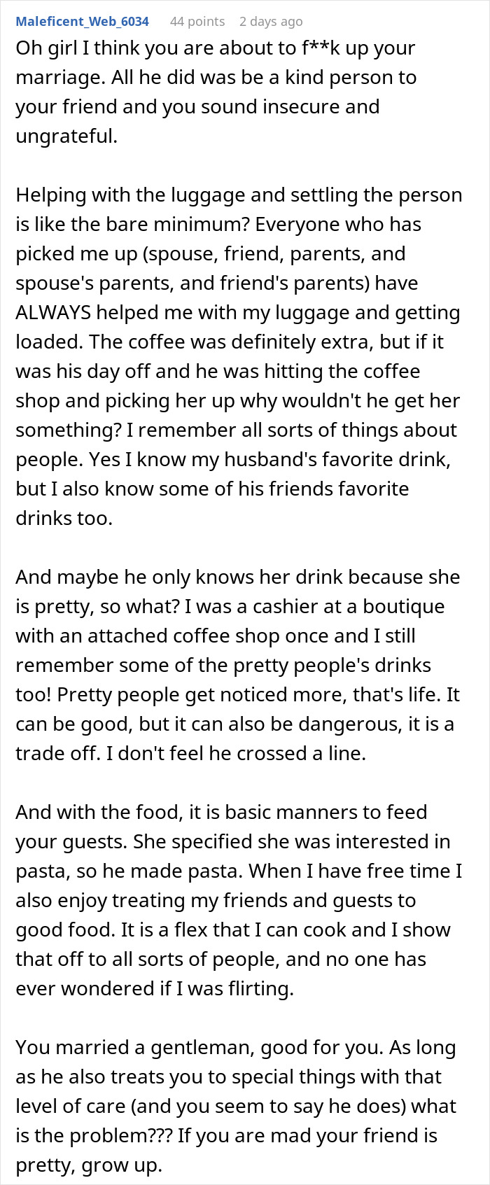 Text of woman panicking after husband remembers friend’s favorite drink from three years ago, showing jealousy and insecurity in a relationship. Text of woman panicking after husband remembers friend’s favorite drink from three years ago, showing jealousy and insecurity in a relationship.