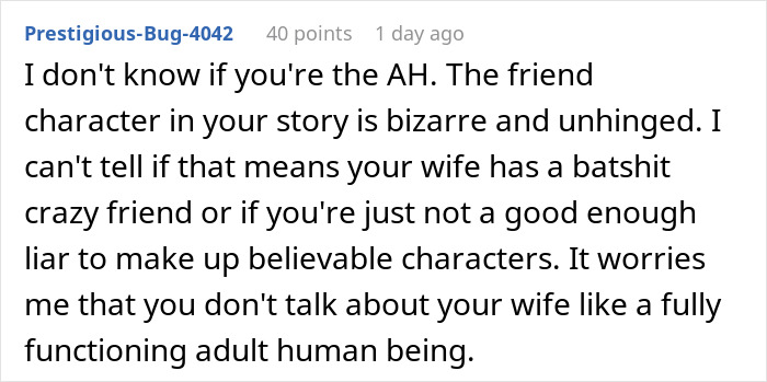 Comment discussing the bizarre friend and mentioning concerns about the wife in a friend-wife-drunk-hookup-another-man situation. Comment discussing the bizarre friend and mentioning concerns about the wife in a friend-wife-drunk-hookup-another-man situation.