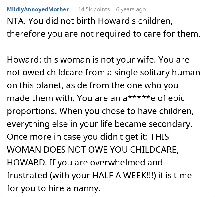 Comment on a forum discussing a guy accusing his sister of being a stranger to his kids after she refuses childcare duties. Comment on a forum discussing a guy accusing his sister of being a stranger to his kids after she refuses childcare duties.