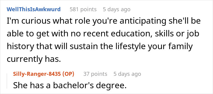 Reddit user questions wife’s job prospects as stay-at-home mom for teens with no chores, sparking a lively debate. Reddit user questions wife’s job prospects as stay-at-home mom for teens with no chores, sparking a lively debate.