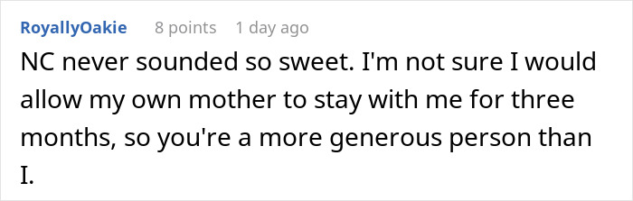 Screenshot of a Reddit comment discussing regrets after agreeing to host an old friend with wild requests. Screenshot of a Reddit comment discussing regrets after agreeing to host an old friend with wild requests.