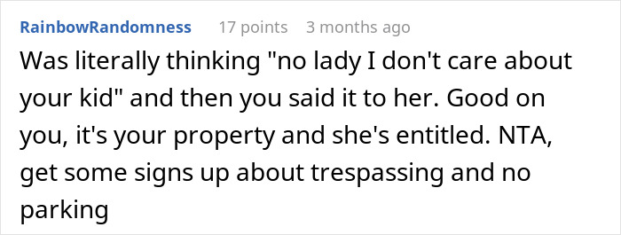 Comment about a young woman threatening cops and a pregnant woman, discussing property rights and trespassing signs. Comment about a young woman threatening cops and a pregnant woman, discussing property rights and trespassing signs.
