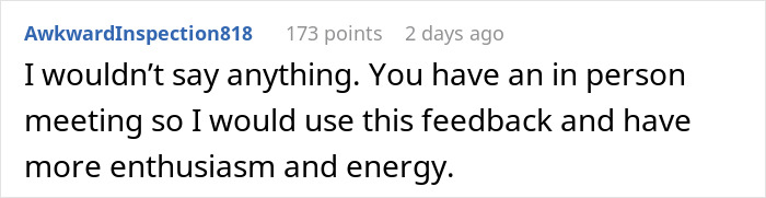 Comment on a screen showing advice for a woman who got a second interview email and an unexpected video file. Comment on a screen showing advice for a woman who got a second interview email and an unexpected video file.