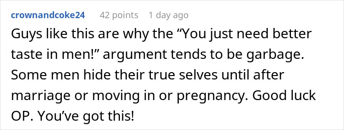 Comment discussing men hiding their true selves and wishing luck to the original poster about inviting parents to stay. Comment discussing men hiding their true selves and wishing luck to the original poster about inviting parents to stay.