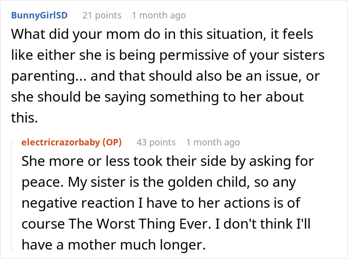 Reddit users discuss a widow making excuses for her grieving son as sister burns her kid's bag in family conflict. Reddit users discuss a widow making excuses for her grieving son as sister burns her kid's bag in family conflict.