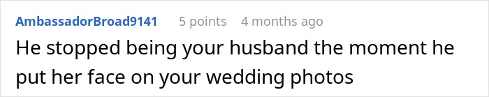 Screenshot of an online comment discussing a husband’s ex affecting a 6-year marriage and potential divorce considerations. Screenshot of an online comment discussing a husband’s ex affecting a 6-year marriage and potential divorce considerations.