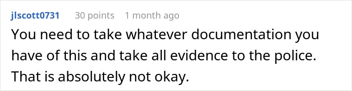Screenshot of a Reddit comment advising to gather documentation and evidence regarding a man getting sick after eating food his dad touched.
