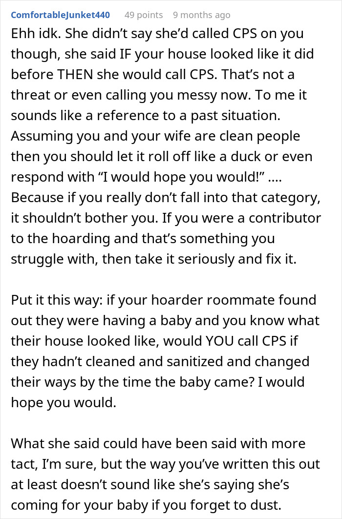 Commenter discussing grandma threatening CPS about an unborn baby if house conditions don’t improve before birth. Commenter discussing grandma threatening CPS about an unborn baby if house conditions don’t improve before birth.
