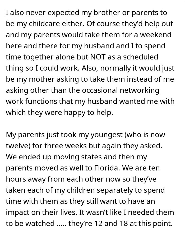 Text excerpt about babysitters and family childcare, discussing perspectives on babysitters deserving a living wage and family support. Text excerpt about babysitters and family childcare, discussing perspectives on babysitters deserving a living wage and family support.