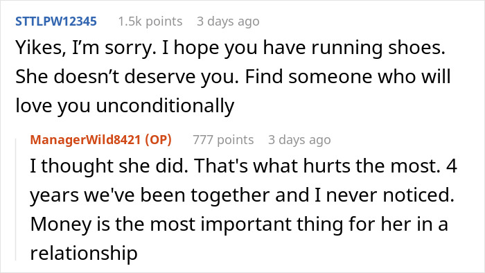 Screenshot of an online post showing a man’s dream proposal ends in heartbreak as girlfriend prefers a rich husband over hardworking partner.