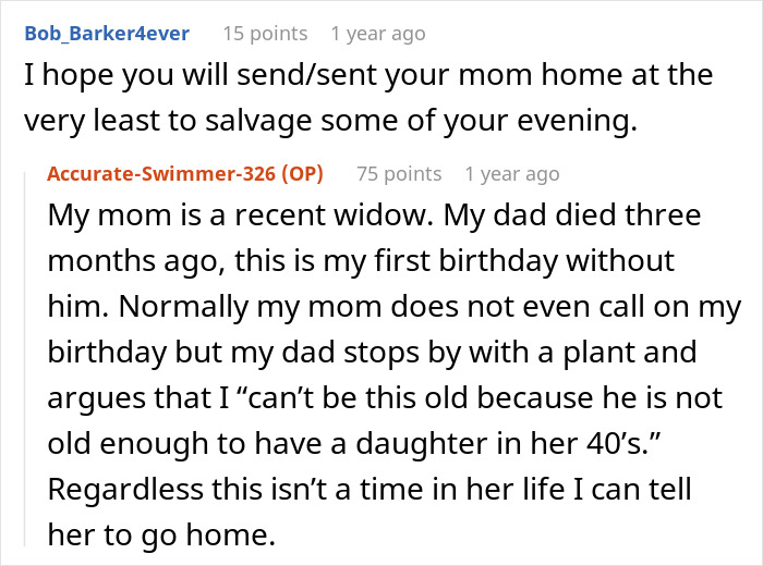 Screenshot of an online forum discussing a husband's birthday surprise for wife leading to marriage therapy after 19 years. Screenshot of an online forum discussing a husband's birthday surprise for wife leading to marriage therapy after 19 years.