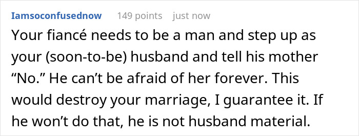 Comment on woman saying no to future MIL’s temporary stay, facing backlash before marriage starts.