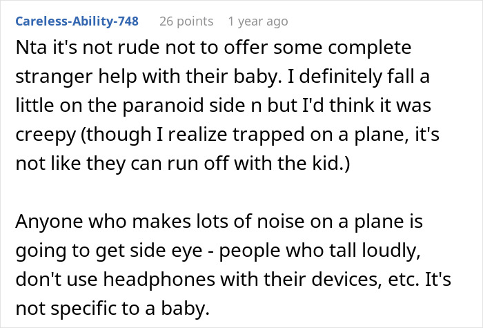 Reddit comment discussing a mom taking kids on a 9-hour flight and complaints about lack of help from strangers. Reddit comment discussing a mom taking kids on a 9-hour flight and complaints about lack of help from strangers.