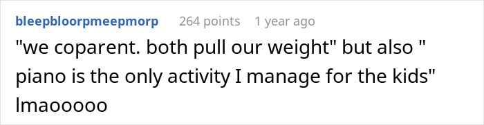 Alt text: Man tells wife she couldn’t do it without him while she confidently proves him wrong through her actions.
