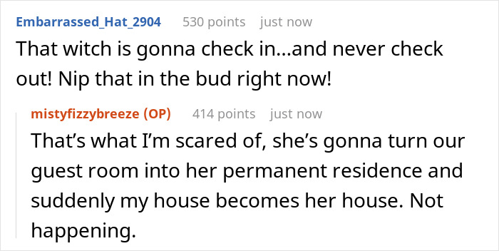 Screenshot of online discussion where woman resists future mother-in-law’s temporary stay, facing backlash before marriage. Screenshot of online discussion where woman resists future mother-in-law’s temporary stay, facing backlash before marriage.