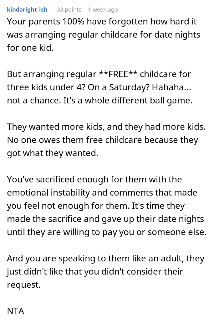 Text excerpt discussing parents obsessed with having kids forcing older son to babysit siblings, causing conflict when he refuses. Text excerpt discussing parents obsessed with having kids forcing older son to babysit siblings, causing conflict when he refuses.