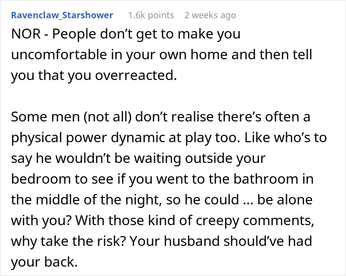 Commenter discussing discomfort from a friend’s compliment and the husband-wife disagreement about finding a hotel. Commenter discussing discomfort from a friend’s compliment and the husband-wife disagreement about finding a hotel.