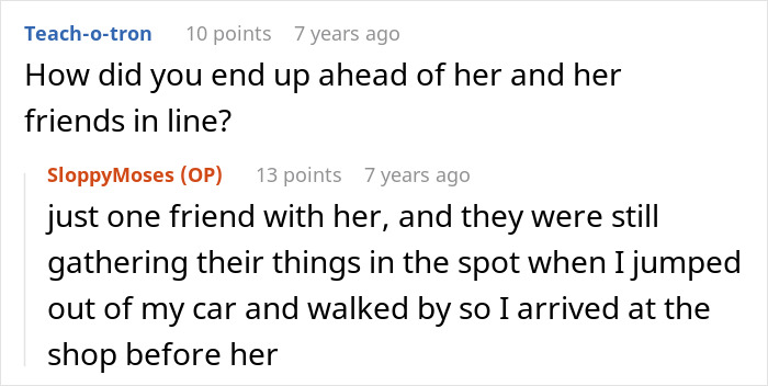 Screenshot of a Reddit conversation discussing a lady stealing a couple’s parking spot and the revenge served instead. Screenshot of a Reddit conversation discussing a lady stealing a couple’s parking spot and the revenge served instead.