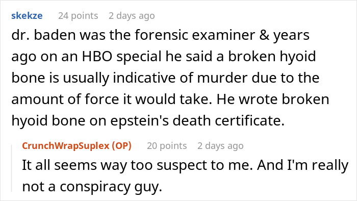 Discussion about Epstein’s death and suspicions raised by a former prison officer’s experience and forensic insights.