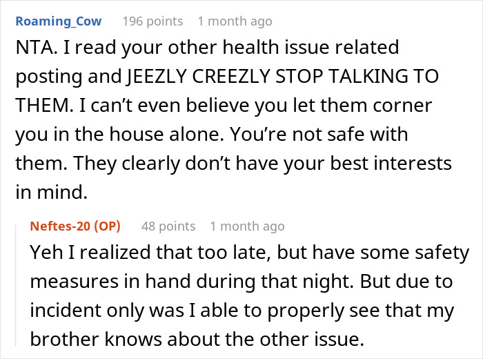 Reddit user discusses health issues after eating food touched by dad, questioning if it’s intentional in a serious conversation.