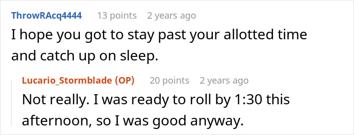 Reddit comments discussing getting sleep and readiness, related to guy parks illegally and drunk in the work truck. Reddit comments discussing getting sleep and readiness, related to guy parks illegally and drunk in the work truck.
