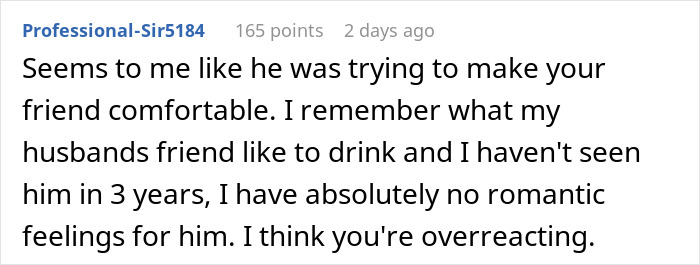 ALT text: Woman panics as husband remembers friend’s favorite drink from three years ago, showing signs of jealousy. ALT text: Woman panics as husband remembers friend’s favorite drink from three years ago, showing signs of jealousy.