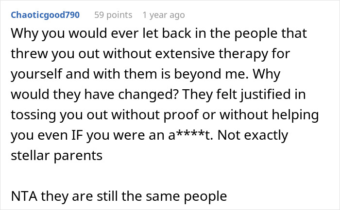 Screenshot of a Reddit comment discussing a woman's old fight with stepsister and cutting ties with family years later. Screenshot of a Reddit comment discussing a woman's old fight with stepsister and cutting ties with family years later.